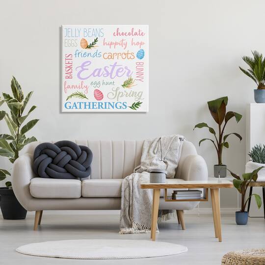 Stupell Industries Festive Easter Activity Sign Patterned Eggs Motif Canvas Wall Art